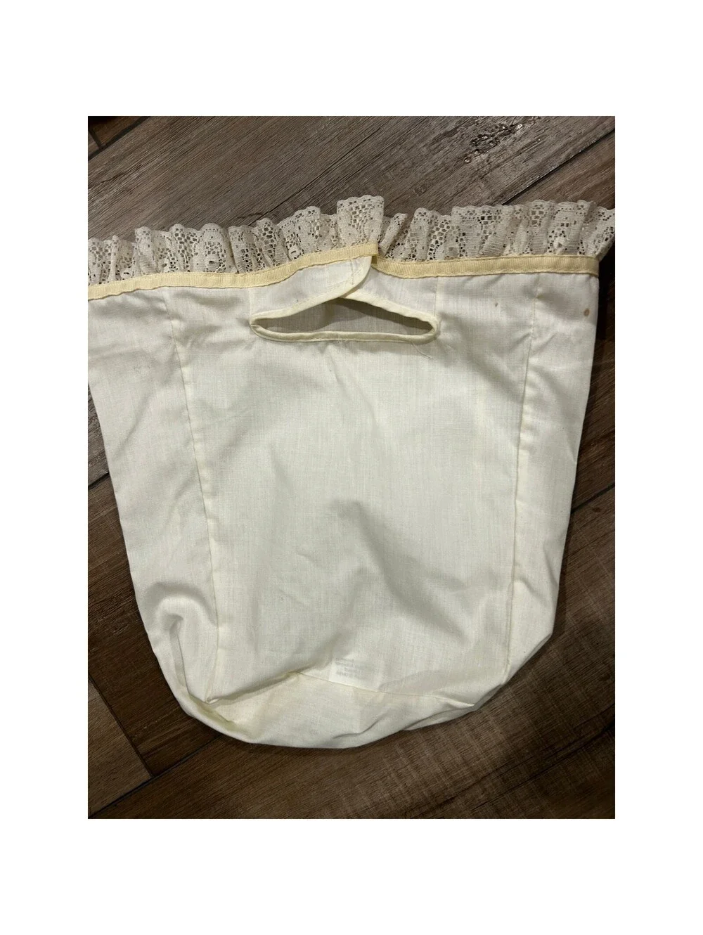 Longaberger TALL KEY Basket Fabric Liner Muslin & Lace off white